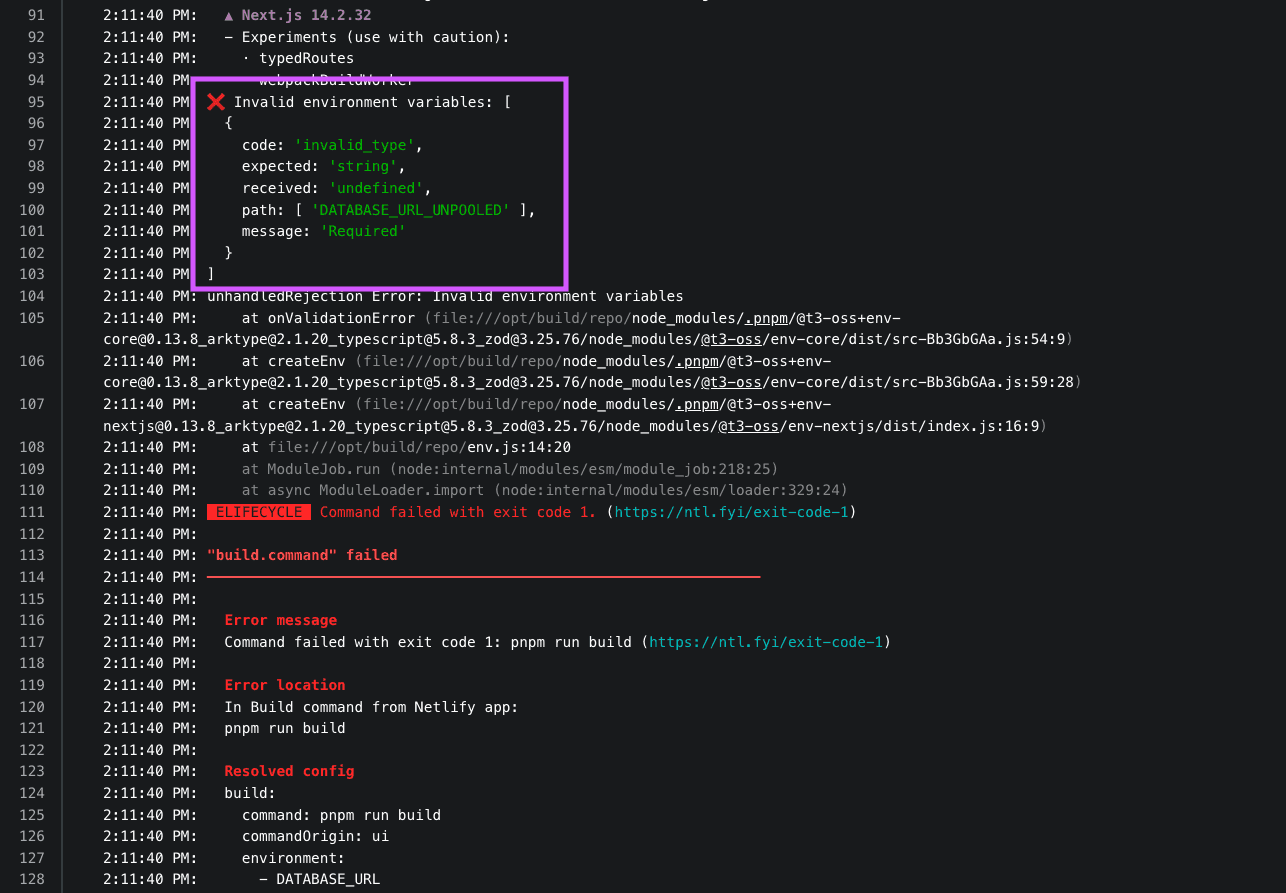 Invalid Environment Variable Console Error