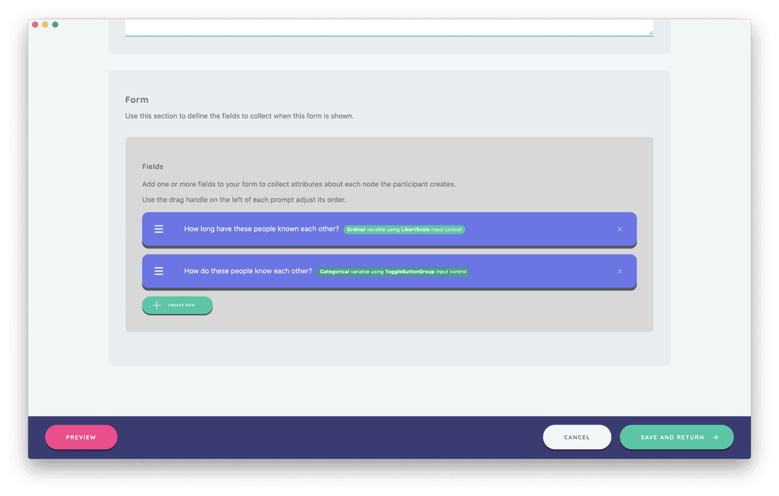 Form fields can be re-ordered by dragging, and deleted by clicking the right hand 'x'